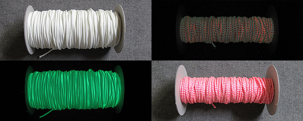 蓄光糸で製紐した光る靴紐